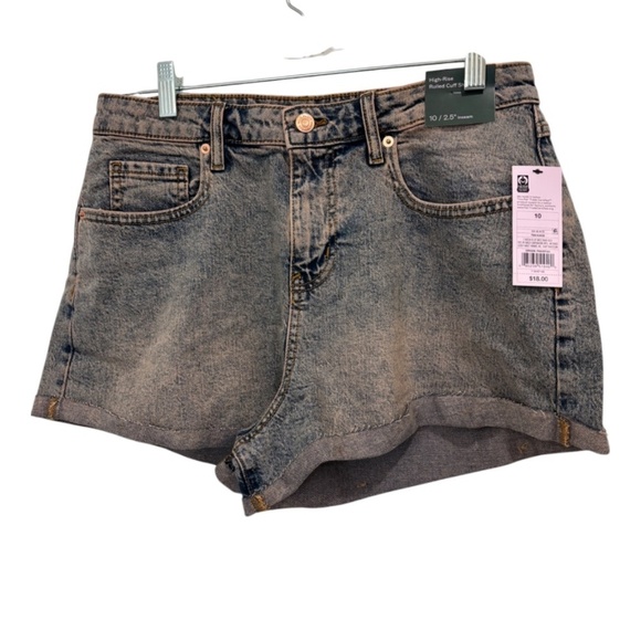 Wild Fable Size 10 Denim High-Rise Rolled Cuff Jean Shorts Fair Trade Certified - Picture 1 of 6
